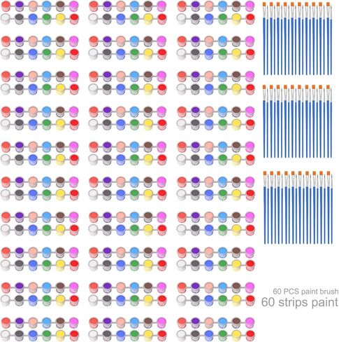 مجموعة طلاء أكريليك صغيرة مكونة من 240 قطعة، 12 لونًا من شرائط طلاء الأكريليك للأطفال والكبار، ألوان أصباغ غنية غير سامة رائعة لأعمال الرسم، مجموعة شرائط طلاء أكريليك مع فرشتين in Kuwait