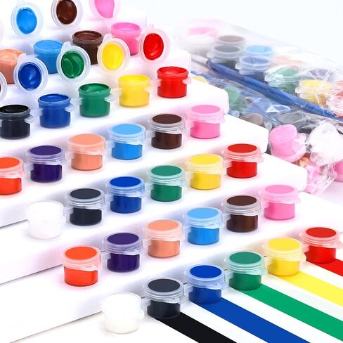 مجموعة طلاء أكريليك صغيرة مكونة من 240 قطعة، 12 لونًا من شرائط طلاء الأكريليك للأطفال والكبار، ألوان أصباغ غنية غير سامة رائعة لأعمال الرسم، مجموعة شرائط طلاء أكريليك مع فرشتين in Kuwait