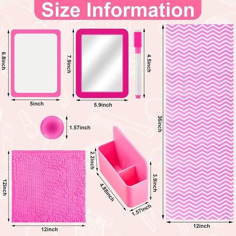 Locker Accessories Kit Back to School Essentials Include Magnetic Wallpaper Mirror Locker Carpet Whiteboard with Dry Erase Marker and Locker Organizer Supplies for Girls School Office (Rose Red, Pink) in Kuwait