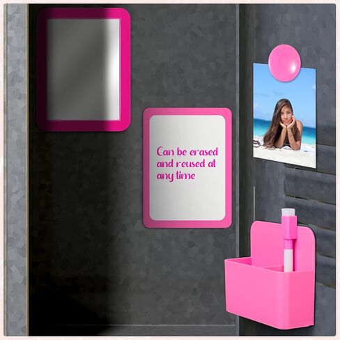 Locker Accessories Kit Back to School Essentials Include Magnetic Wallpaper Mirror Locker Carpet Whiteboard with Dry Erase Marker and Locker Organizer Supplies for Girls School Office (Rose Red, Pink) in Kuwait