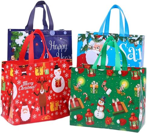 16 قطعة من أكياس هدايا عيد الميلاد من أنبيليلا، أكياس مغلفة يدوية غير منسوجة، حقائب كبيرة، حقائب هدايا، مناسبة لحقائب هدايا عيد الميلاد in Kuwait