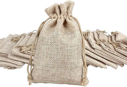 Amariver 24 Pcs Christmas Burlap Bags Christmas Drawstring Gift Bags Reusable Linen Pouches Christmas Treat Bags Small Christmas Gift Bags for Holiday Birthday New Year Parties Favor Gift Candy Bags in Kuwait