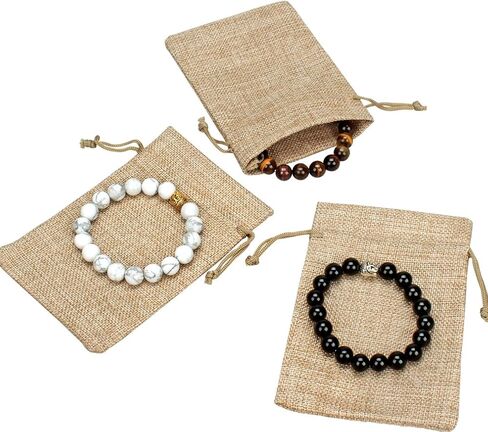 Amariver 24 Pcs Christmas Burlap Bags Christmas Drawstring Gift Bags Reusable Linen Pouches Christmas Treat Bags Small Christmas Gift Bags for Holiday Birthday New Year Parties Favor Gift Candy Bags in Kuwait