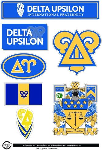 Fraternity Delta Upsilon Sticker Sheets - Custom Designed Vinyl Fraternity Brand Focus Stickers with Officially Licensed Designs, Removable Adhesive, 7 Stickers per Sheet in Saudi Arabia
