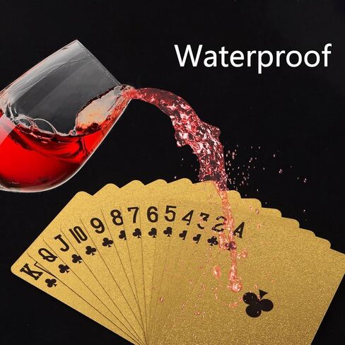 Vijiv 2 PCS Luxury Gold Poker Playing Cards Deck Waterproof Plastic Foil for 1920 Gatsby Party Decor Adults Games Gifts in Kuwait