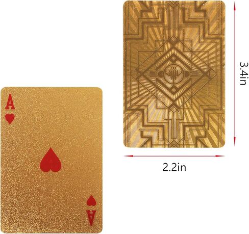 Vijiv 2 PCS Luxury Gold Poker Playing Cards Deck Waterproof Plastic Foil for 1920 Gatsby Party Decor Adults Games Gifts in Kuwait