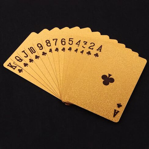 Vijiv 2 PCS Luxury Gold Poker Playing Cards Deck Waterproof Plastic Foil for 1920 Gatsby Party Decor Adults Games Gifts in Kuwait