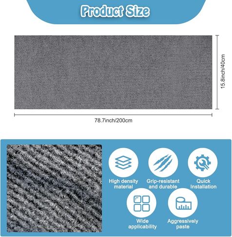 78.7"x15.8" Cat Scratching Mat - Trimmable Self Adhesive DIY Climbing Cat Scratcher Pad Replacement for Cat Tree Shelves and Post Cat Scratch Furniture Protector#05 in Kuwait