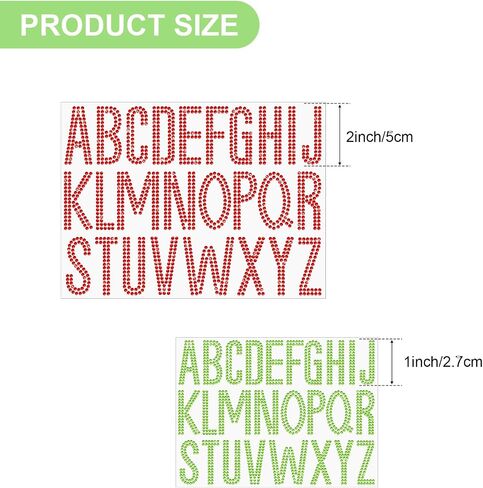 Qilery 208 Pcs 1 Inch 2 Inch Rhinestone Alphabet Letter Stickers Glitter Large 8 Sheets Self Adhesive Letters Bling Gemstone Alphabet Stickers for DIY Graduate Wedding Decoration(AB Color) in Saudi Arabia