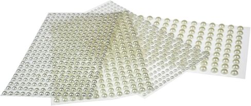 1200 قطعة من ملصقات اللؤلؤ من حجر الراين الأكريليك من LJY، أحجار كريمة ذاتية اللصق، بيضاء، مقاسات متنوعة (4 مم / 5 مم / 6 مم / 8 مم) in Kuwait