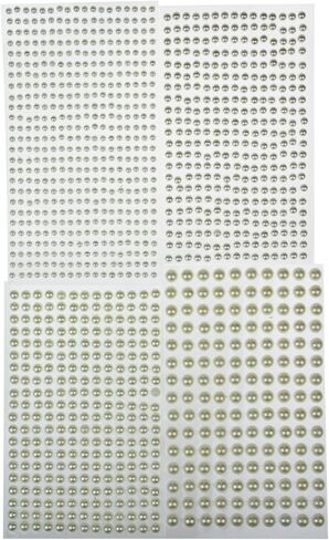 1200 قطعة من ملصقات اللؤلؤ من حجر الراين الأكريليك من LJY، أحجار كريمة ذاتية اللصق، بيضاء، مقاسات متنوعة (4 مم / 5 مم / 6 مم / 8 مم) in Kuwait