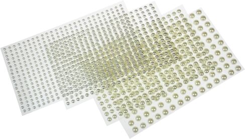 1200 قطعة من ملصقات اللؤلؤ من حجر الراين الأكريليك من LJY، أحجار كريمة ذاتية اللصق، بيضاء، مقاسات متنوعة (4 مم / 5 مم / 6 مم / 8 مم) in Kuwait