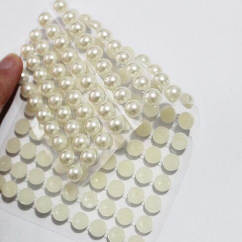 1200 قطعة من ملصقات اللؤلؤ من حجر الراين الأكريليك من LJY، أحجار كريمة ذاتية اللصق، بيضاء، مقاسات متنوعة (4 مم / 5 مم / 6 مم / 8 مم) in Kuwait