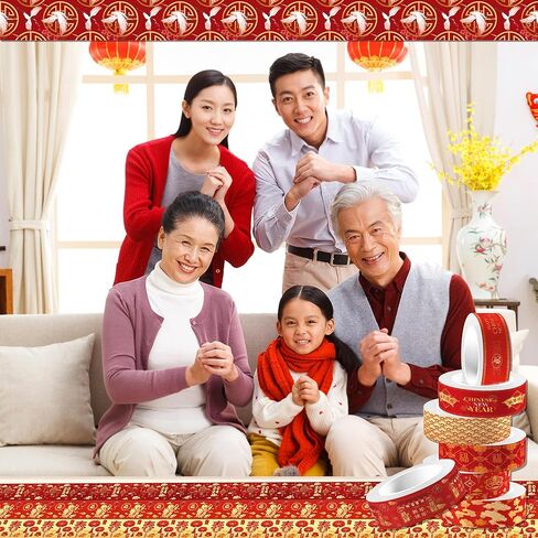 عيد الربيع اشي الشريط 12 لفة التنين العام اشي الشريط مجموعة التعبئة الشريط السنة الصينية الجديدة اشي الشريط الزخرفية الشريط in Kuwait