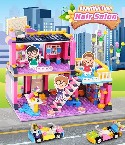 مجموعة بناء صالون شعر فريندز ووتر بارك للفتيات من سن 6 إلى 12 سنة، 1373 قطعة من مجموعات بناء حمام السباحة وتصفيف الشعر مع صندوق تخزين، مجموعة الأصدقاء هدية عيد ميلاد للأطفال in Kuwait