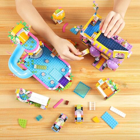 مجموعة بناء صالون شعر فريندز ووتر بارك للفتيات من سن 6 إلى 12 سنة، 1373 قطعة من مجموعات بناء حمام السباحة وتصفيف الشعر مع صندوق تخزين، مجموعة الأصدقاء هدية عيد ميلاد للأطفال in Kuwait