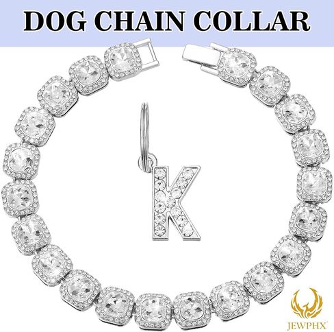 Gold Dog Chain Diamond Cuban Collar with K Letter Tag Walking Metal Chains Collars Secure Buckle,Pet Cuban Link Jewelry Accessories for Small Medium Dogs Cats(8") in Saudi Arabia