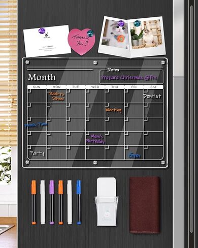 Acrylic Magnetic Monthly and Weekly Calendar for Fridge (Monthly and Weekly Calendar + Memo) in Saudi Arabia