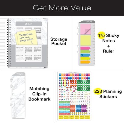 مخطط غلاف فني 2024: (نوفمبر 2023 حتى ديسمبر 2024) 8.5 بوصة × 11 بوصة مخطط يومي أسبوعي شهري وجدول أعمال سنوي. مجموعة إشارة مرجعية ومجلد جيب وملاحظات لاصقة (رخام رمادي) in Kuwait
