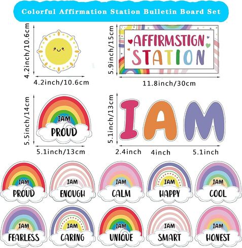 Boho Affirmation Station Bulletin Board Decoration Set Classroom Positive Bulletin Board for Classroom Mirror Growth Mindset Decoration Motivational Accent Cutouts for Home School Chalkboard Holiday in Saudi Arabia