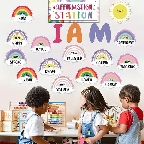 Boho Affirmation Station Bulletin Board Decoration Set Classroom Positive Bulletin Board for Classroom Mirror Growth Mindset Decoration Motivational Accent Cutouts for Home School Chalkboard Holiday in Saudi Arabia
