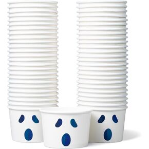 Paper Ice Cream Cups, 50-Count 9-Oz Disposable Dessert Bowls for Hot or Cold Food, 9-Ounce Halloween Party Supplies Treat Cups, Spider Web, Black