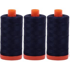 Aurifil Mako 50wt Thread 3 Large Spools: Very Dark Navy (2785x3)