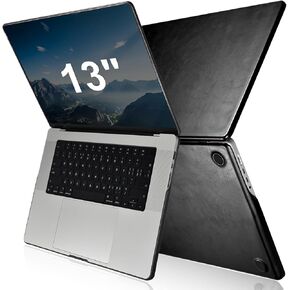 Leather Case for MacBook Pro 13 Inch 2022-2016(M2/M1 A2338/A2289/A2251/A2159/A1989/A1708/A1706),ICARERFAMILY Genuine Leather Protective Case Cover Shell for Apple MacBook Pro 13 Inch,360°Protection