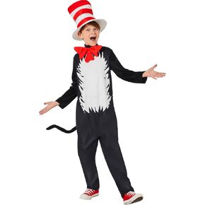 InSpirit Designs Dr. Seuss Kids Cat in the Hat Union Suit | Officially Licensed | Kids Costume | Jumpsuit Costume