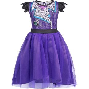 WonderBabe Girls Mal Costume Dragon Popular Musical Cosplay Princess Fancy Halloween Party Tulle Dress