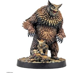 Dungeons & Lasers Owlbear Family Miniature with Scenic Base - Mini Figure for use with DND and 5E Compatible RPG Games - Unpainted and Unassembled