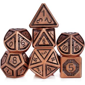 RULE DICE Metal DND Dice Set, D&D Dice Set for Dungeons and Dragons - D and D Dice Set 7pcs for Role Playing Dice, Polyhedral D & D Dice (Orange)