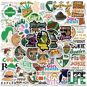 100Pcs Girl Scout Stickers Waterproof PVC Girl Scout Stickers Set Girl Scout Stickers for Water Bottle Bicycle Motorcycle Skateboard Laptop Decals Luggage