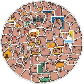 100 Pcs Capybara Stickers Vinyl Waterproof Aesthetic Cute Cartoon Animals Decals Stickers for Water Bottles, Laptop, Book, Skateboard, Scrapbook Luggage Capybara Decals for Adults, Teens, Kids