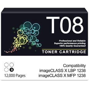 T08 Black Toner Cartridge New Chip T08L Toner Replacement for Canon T08 Toner Cartridge Black 3010C005AA for imageCLASS X LBP 1238 MFP 1238 LBP1238 MFP1238 MF1238 LBP1238 II MF1238 II (12,000 Pages)