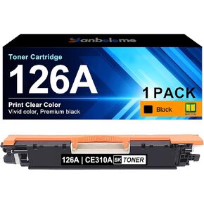 126A Black Toner Cartridge 1-Pack Replacement for HP 126A CE310A Toner Works with Color Pro CP1025 CP1025nw ,Pro 100 Color MFP M175nw M275 Printer Ink (Black)