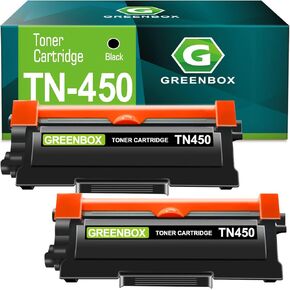 GREENBOX Compatible TN-450 Toner Cartridge Replacement for Brother TN450 TN-450 TN420 TN-420 Toner for HL-2270DW HL-2280DW MFC-7860DW MFC-7360N DCP-7065DN HL-2230 HL-2240 (High Yield, 2 Black)
