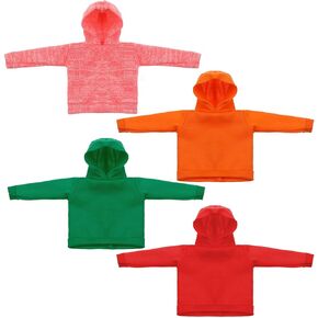 Bencailor 4 Pcs Doll Clothes Spring Doll Sweater Hoodie Accessories Cute Hoodie Clothing Set(Pink Red Orange Green,11.5 Inch Doll)