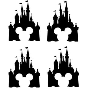 Fairytale Castle with Mouse Face Mickey Inspired Novelty Decal - Comes in Various Sizes and Colours (10cm x 7.5cm, Black)