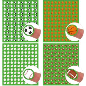 2400Pcs Mini Sports Sticker Basketball Soccer Baseball Football Paper Decals Ball Themed Self-Adhesive Stickers for Party Envelopes Scrapbook Gifts DIY Supplies, 0.6 in