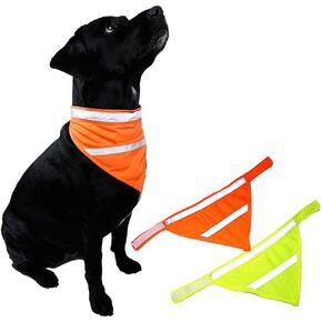 2-Pack Dog Bandanas Reflective Dog Scarf Dog Bandana Cat Yellow&Orange L