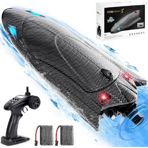 OSWIN Remote Control Boats - Fast Speed RC Boat 40+ KPH with LED Light for Pools, Summer Toys for Adults and Ideal Gifts, RC Speed Boat 2.4Ghz Race Boats, rc Jet Boat Outdoor Water Toys Birthday Gifts