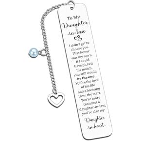 Daughter in Law Gifts, Daughter-in-Law Birthday Gifts from Mother-in-Law, Bride Gifts from Grooms Mother, Bookmark for Book Lovers, Appreciation Gifts for Her, Womens Gifts for Christmas