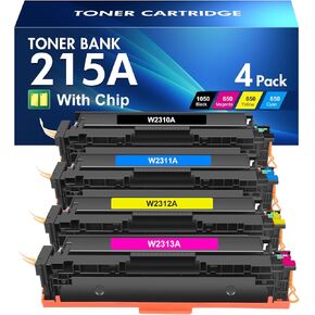 خراطيش حبر 215A مكونة من 4 قطع MFP M182nw (مع رقاقة) بديلة متوافقة لطابعة HP 215A W2310A W2311A W2312A W2313A Color Pro MFP M182nw M183fw M155 (أسود سماوي أصفر أرجواني) in Kuwait