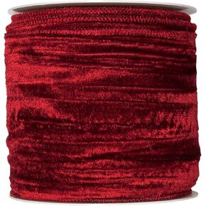 FloristryWarehouse Wine Red Christmas Crushed Velvet Fabric Ribbon 4 inches Wide on 9 Yards roll. Wired