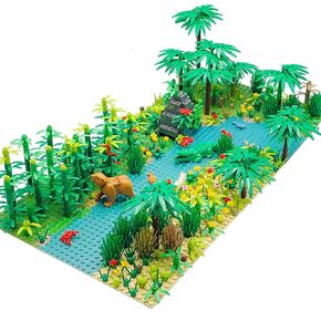 Forest Garden Building Sets Parts,Plants Trees Flowers Scenery Accessories Animals Building Bricks Toy Set for Boys Girls Kids 6+ Gifts(2 Pieces 10" Base Plates)