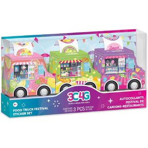 3C4G: Food Truck Festival Sticker Set - 3 Vehicles That Dispense Rolls of Scented Stickers, Sweets, Drinks & Food, Three Cheers for Girls, Kid Age 6+