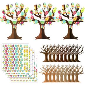 Qyeahkj 30 Pack Sunday School Tree DIY Craft Kit for Kids Flower 3D Art Project Paper Ornament Make Your Hanging Art Crafts Fun Activities Stickers Game for Classroom Home Preschool Party Favor Decor