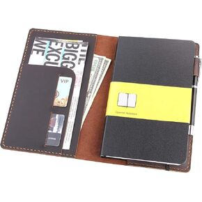 Robrasim Leather Journal Cover Fits for Moleskine Large Hard Cover Notebook, Handmade Vintage Leather Cover for 5"x8.25" Hardcover Notebooks - Brown