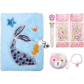 Cute Notepad Cartoon Notebook, Plush Diary with Lock and Keys Journals for Study Notes Fun Writing Drawing Scratch Pads Kawaii School Supplies for Girls Boys Kids and Teacher 160 Pages (Pink Cat)
